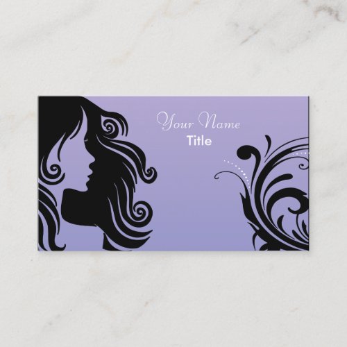 Silhouette Woman Hair Stylist _ Lavender Business Card