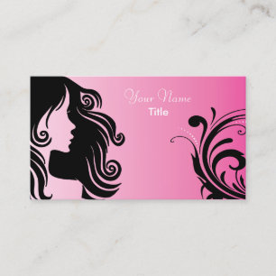Silhouette Woman Hair Stylist - Pink Business Card