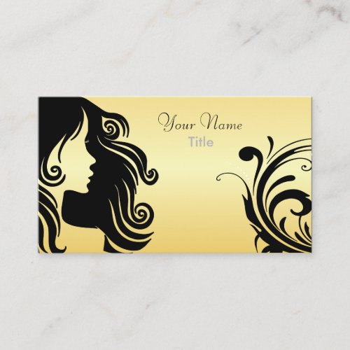 Silhouette Woman Hair Stylist _ Yellow Business Card