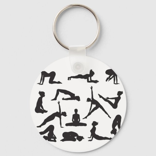 Silhouette Yoga poses Keychain (Front)