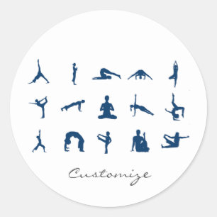 Silhouette Yoga Poses Thunder_Cove Classic Round Sticker