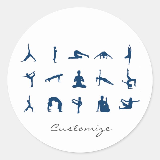 Silhouette Yoga Poses Thunder_Cove Classic Round Sticker (Front)