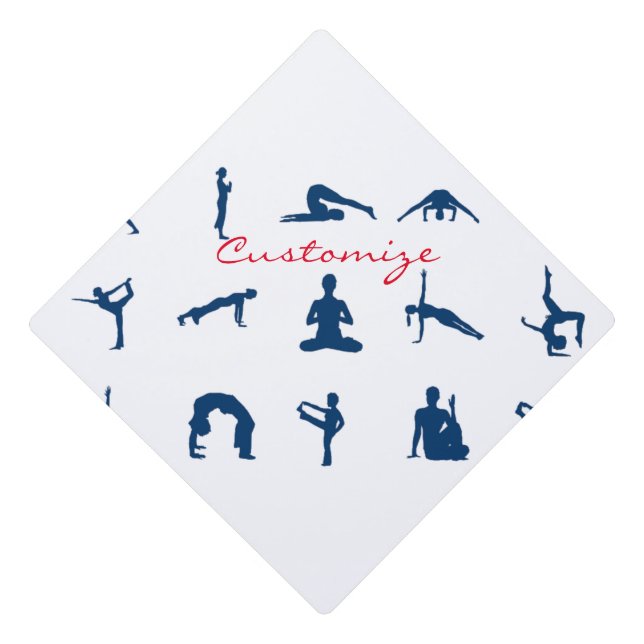 Silhouette Yoga Poses Thunder_Cove Graduation Cap Topper (Front)