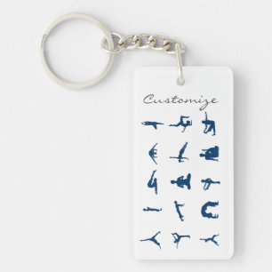 Silhouette Yoga Poses Thunder_Cove Keychain