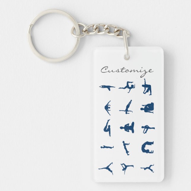 Silhouette Yoga Poses Thunder_Cove Keychain (Front)