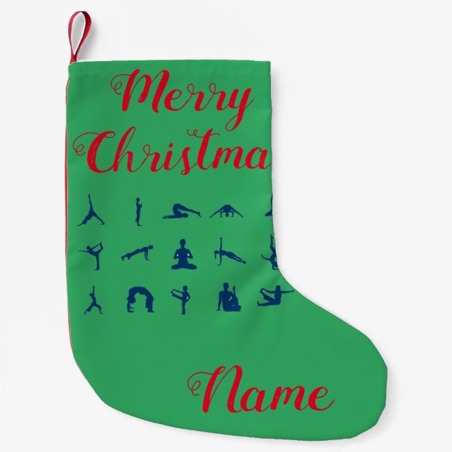 Silhouette Yoga Poses Thunder_Cove Small Christmas Stocking (Front)