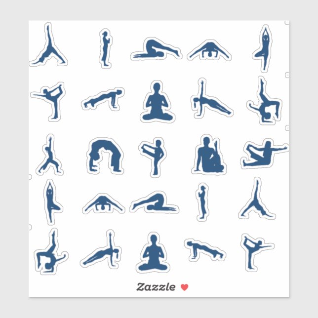 Silhouette Yoga Poses Thunder_Cove Sticker (Sheet)