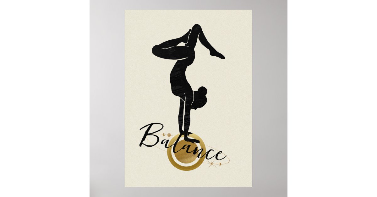 Silhouette yoga upside down handstand balance post poster | Zazzle