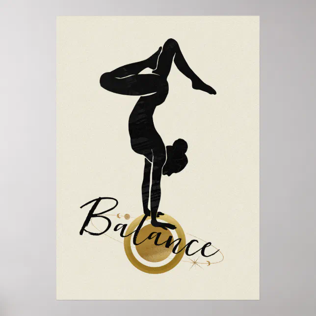 Silhouette yoga upside down handstand balance post poster | Zazzle