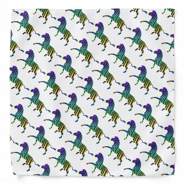 Silhouette Zebra Black and Rainbow Bandana (Front)