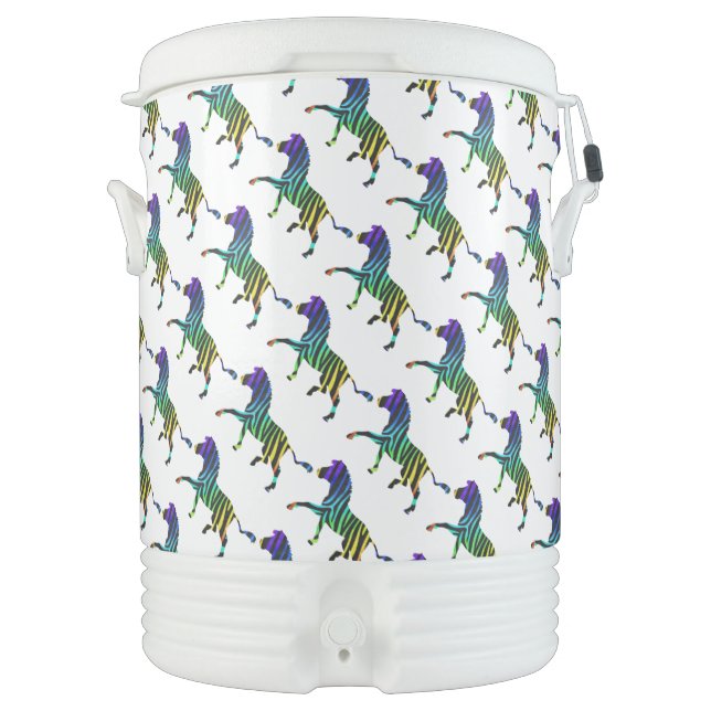 Silhouette Zebra Black and Rainbow Cooler (Front)