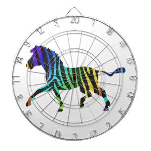 Silhouette Zebra Black and Rainbow Dartboard