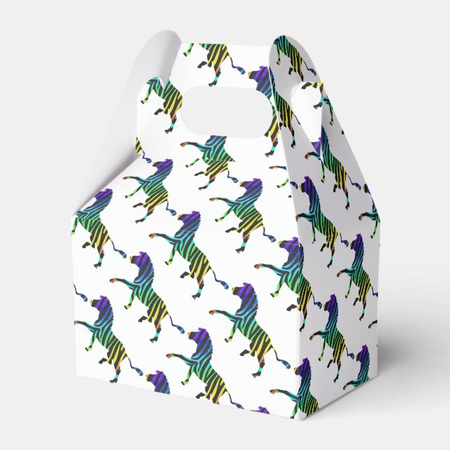 Silhouette Zebra Black and Rainbow Favor Boxes (Front Side)