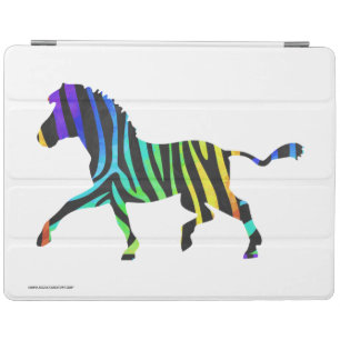 Silhouette Zebra Black and Rainbow iPad Smart Cover