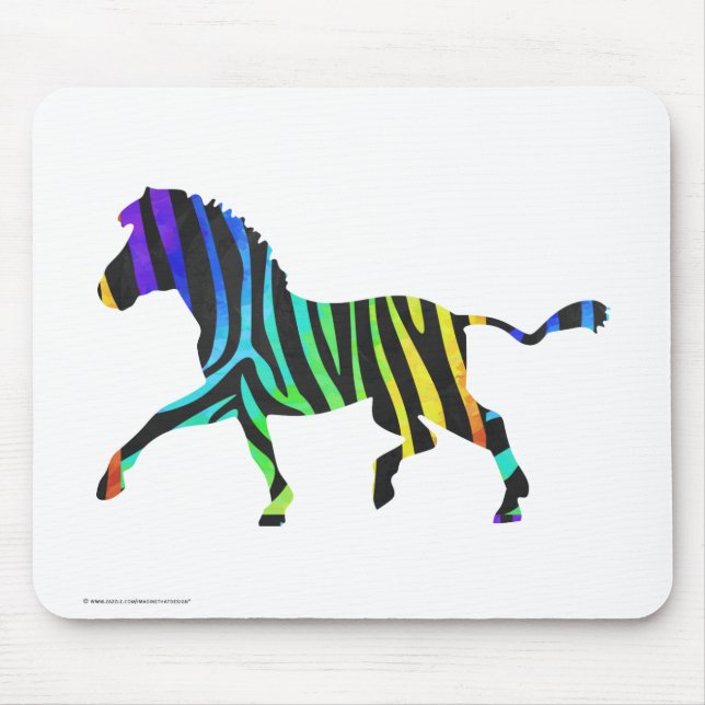 Silhouette Zebra Black and Rainbow Mouse Pad (Front)