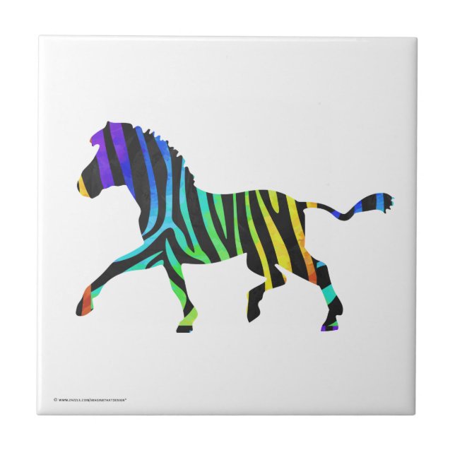 Silhouette Zebra Black and Rainbow Tile (Front)