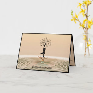 Silhouette Zen Yoga Pose with Tree of Life Design Card