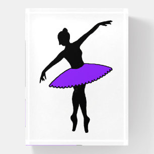 Silhouetted Ballet Dance Teacher Ballerina Purple Paperweight