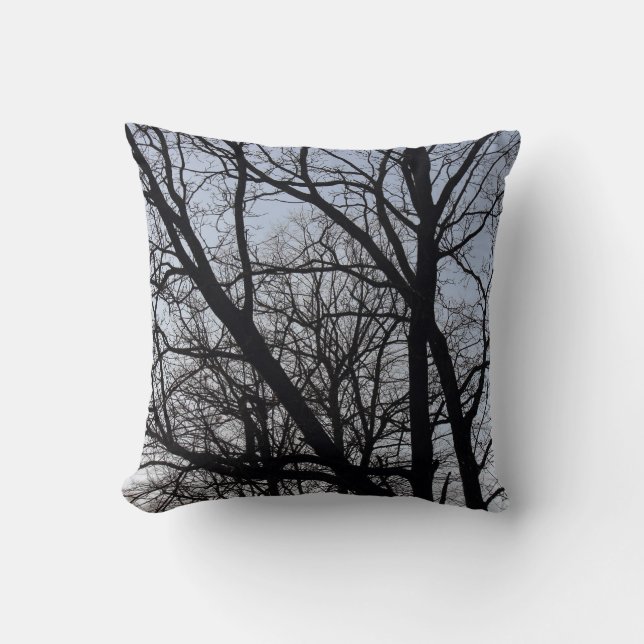 Silhouetted Branches Throw Pillow (Front)