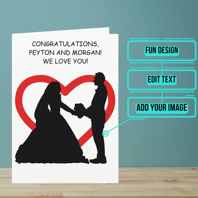 Silhouetted Couple Wedding Day Congratulations Card (Send your love and congratulations with a modern and unique twist.)