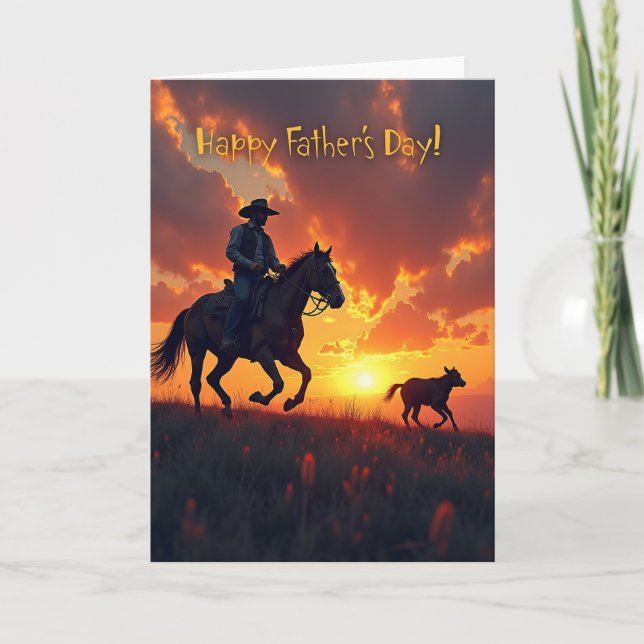 Silhouetted Dads Day Scene Card (Front)