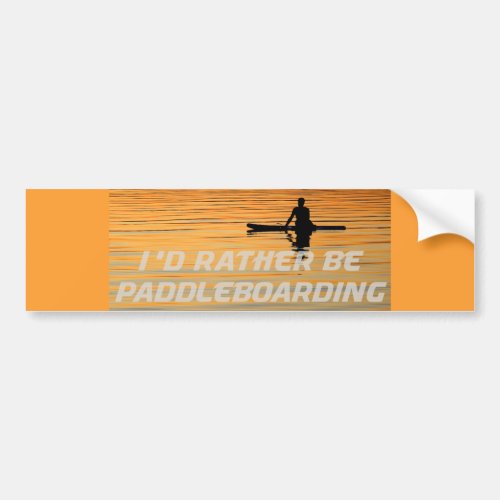 Silhouetted paddle boarder peaceful sunset bumper sticker