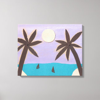 Silhouetted Palm and Lavender Sky Canvas Print