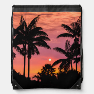 Silhouetted palm trees, Hawaii Drawstring Bag