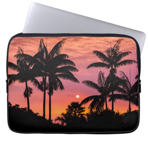Silhouetted palm trees Hawaii Laptop Sleeve