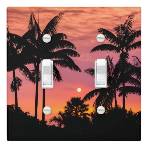 Silhouetted palm trees Hawaii Light Switch Cover