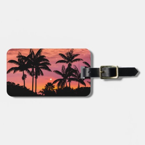 Silhouetted palm trees Hawaii Luggage Tag