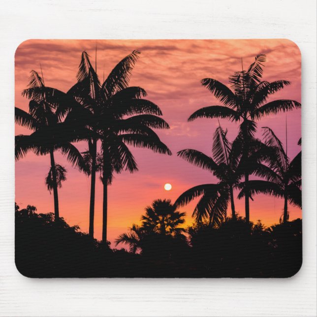 Silhouetted palm trees, Hawaii Mouse Pad (Front)