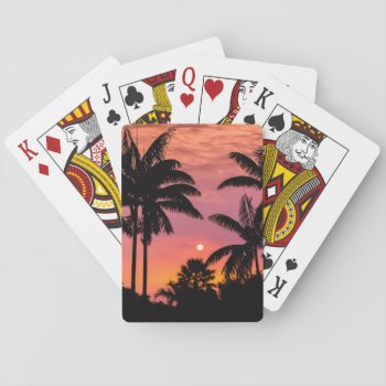 Silhouetted Palm Trees  Hawaii Playing Cards by tothebeach at Zazzle