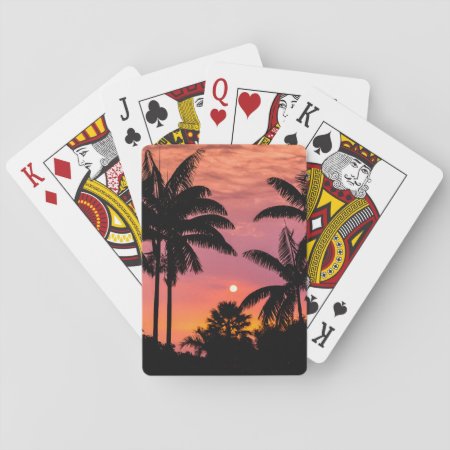 Silhouetted Palm Trees, Hawaii Playing Cards