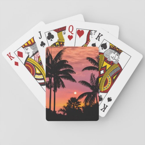 Silhouetted palm trees Hawaii Playing Cards