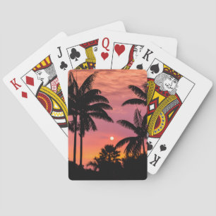Silhouetted palm trees, Hawaii Poker Cards