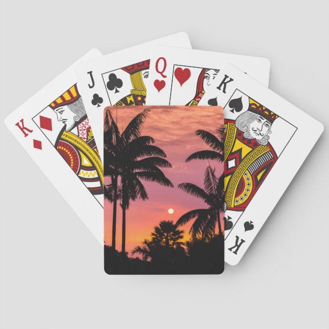 Silhouetted palm trees, Hawaii Poker Cards (Back)