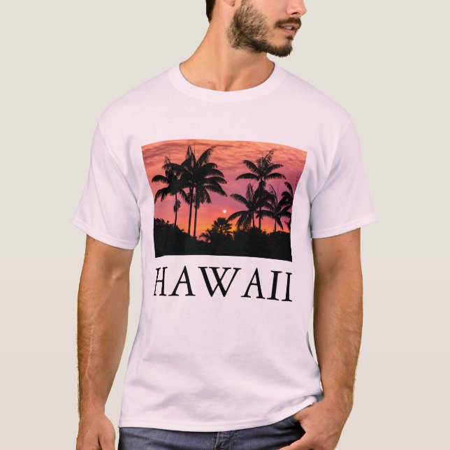 Silhouetted palm trees, Hawaii T-Shirt (Front)
