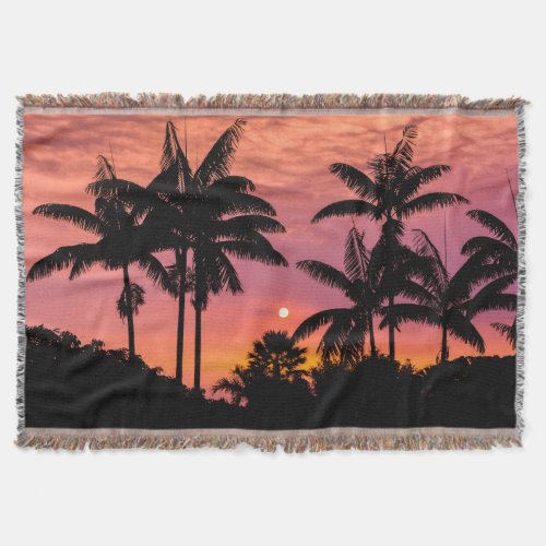 Silhouetted palm trees Hawaii Throw Blanket