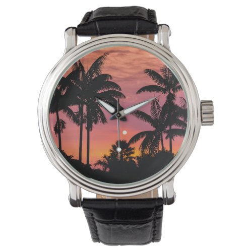 Silhouetted palm trees Hawaii Watch