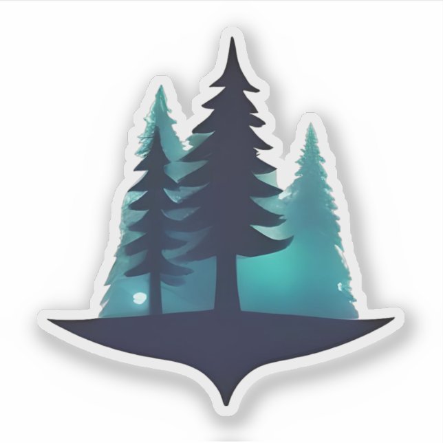 Silhouetted Pines with Mystic Glow Sticker (Front)