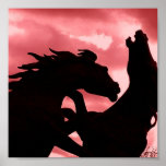 Silhouetted Stallion Design Poster Print