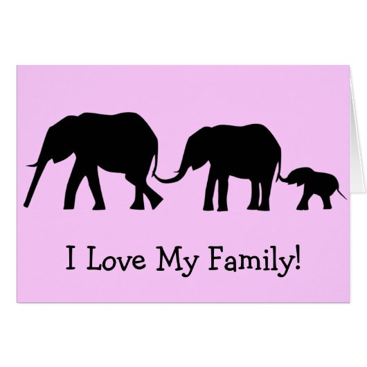 Silhouettes of 3 Elephants Holding Tails Cards (Front Horizontal)