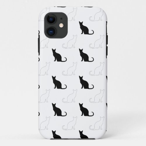 Silhouettes Of Black and White Cats iPhone 11 Case