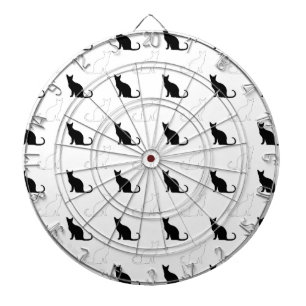 Silhouettes Of Black and White Cats Dart Board