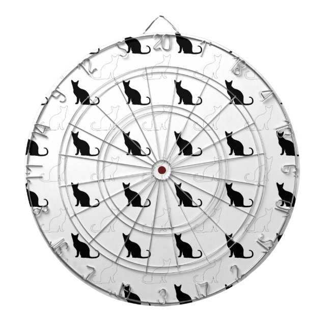 Silhouettes Of Black and White Cats Dart Board (Front)