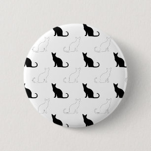 Silhouettes Of Black and White Cats Pinback Button
