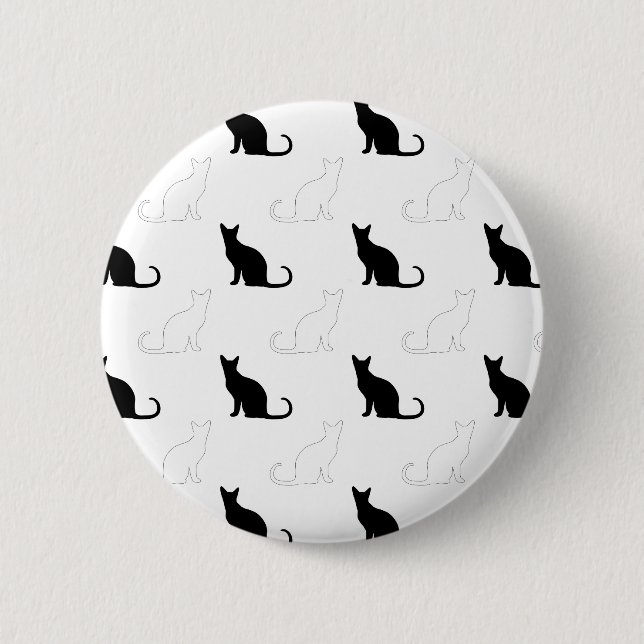 Silhouettes Of Black and White Cats Pinback Button (Front)
