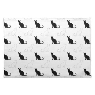 Silhouettes Of Black and White Cats Placemat