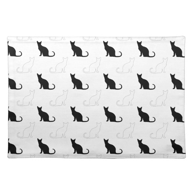 Silhouettes Of Black and White Cats Placemat (Front)